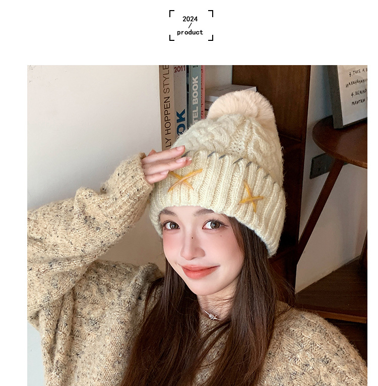 Suéter de punto para mujer, ideal para otoño e invierno. Forrado con polar, grueso, cálido, versátil, con protección para las orejas, corte holgado y amplio para la cabeza._voghion.com