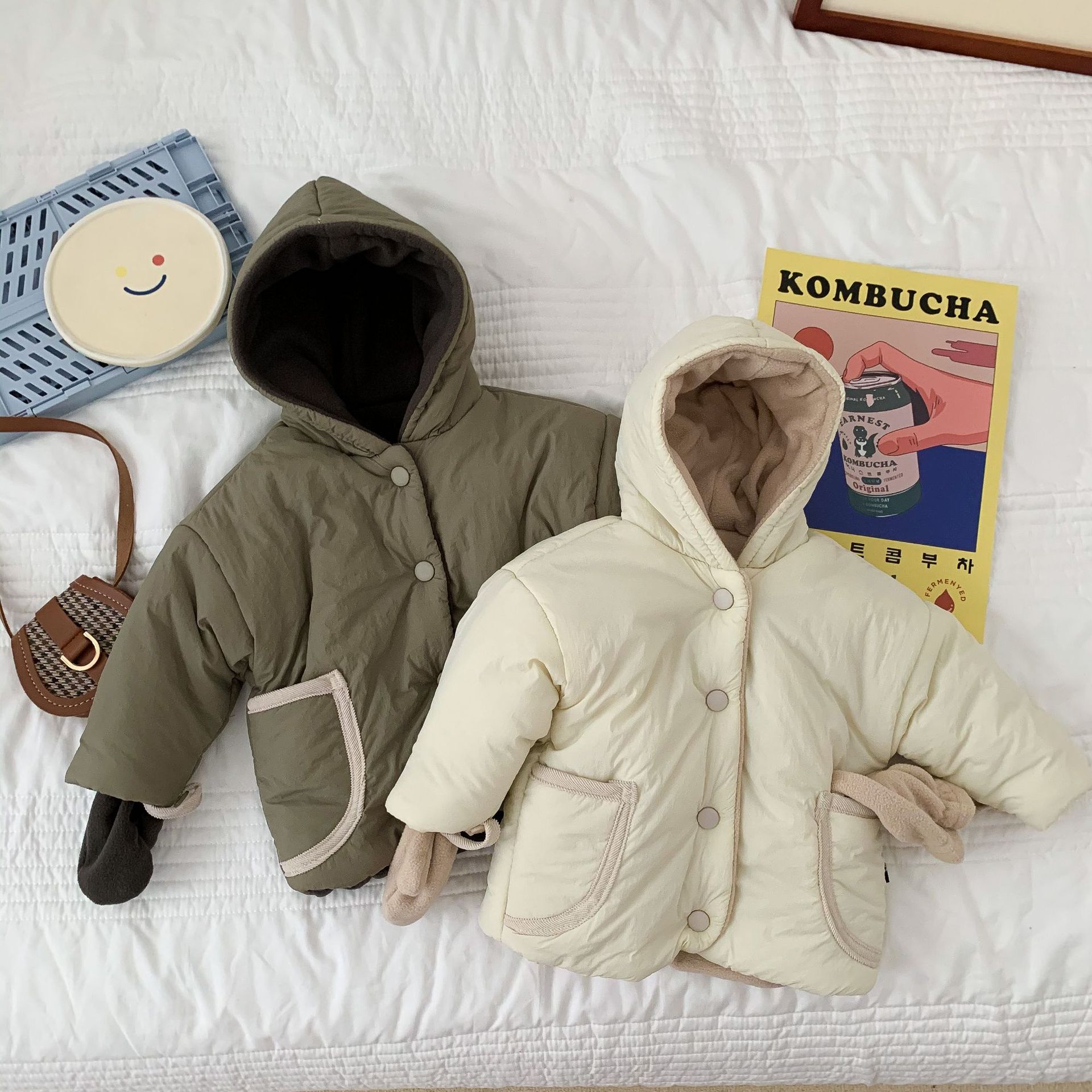 ins嬰幼童裝可愛防風保暖棉襖男女寶寶加絨連帽棉衣外套可兩面穿