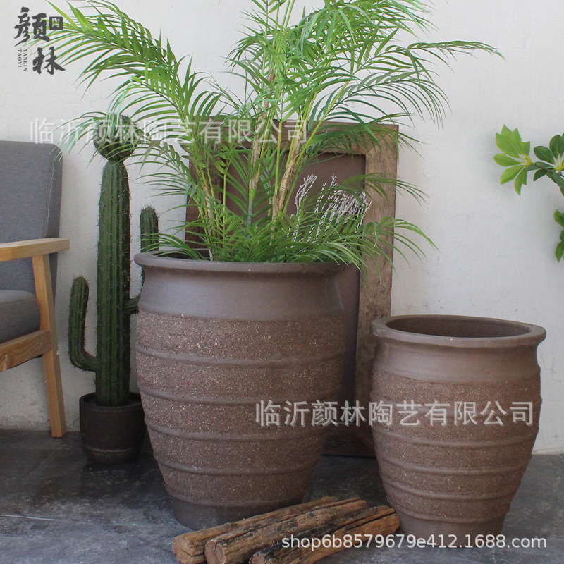 Lodo de arena púrpura con maceta alta de cerámica maceta profunda de flores maceta de cerámica gruesa paisajística de tornillo maceta de decoración de balcón de plantación verde maceta combinada