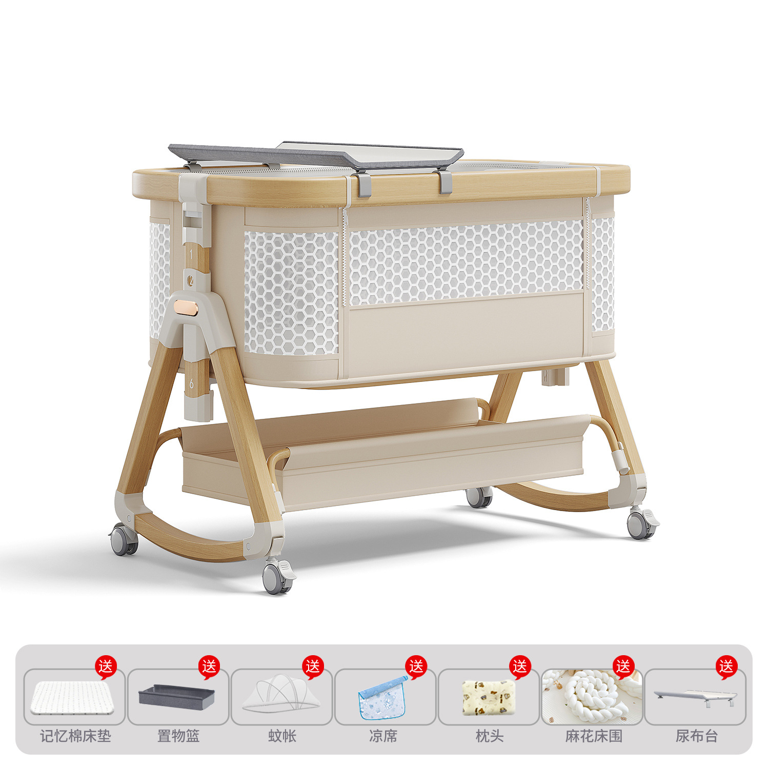Cama de bebé móvil portátil cuna cama plegable multifuncional BB cama para recién nacidos empalme cama grande