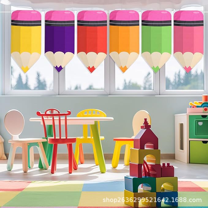 Classroom Pencil Curtain Campus Rainbow Classroom Curtain Colorful Pencil Curtain Classroom Bedroom Decoration