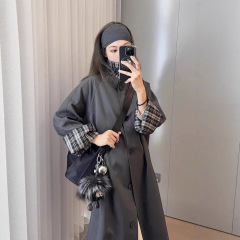 美Y同款2025秋装新款英伦气质排扣通勤休闲长款宽松风衣女外套