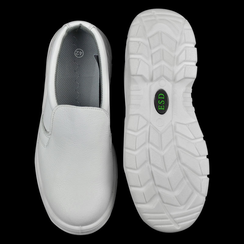 佳创白色PU底防砸鞋 工厂作业防静电钢头鞋 男女通用安全鞋