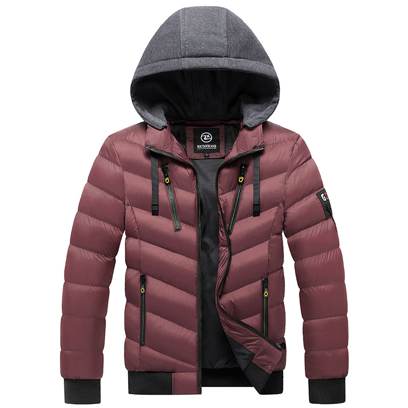 Abbigliamento da uomo in cotone imbottito giacca con cappuccio per ragazzi, spesso caldo cotone imbottito abbigliamento antivento colore abbinato giacca imbottita in cotone tempo libero marea_voghion.com