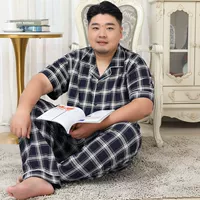 Мужские хлопковые штаны Meiji Yun, тонкая Пижама с коротким рукавом, 200 Jin, большой размер, домашний костюм для полных мужчин с лацканами