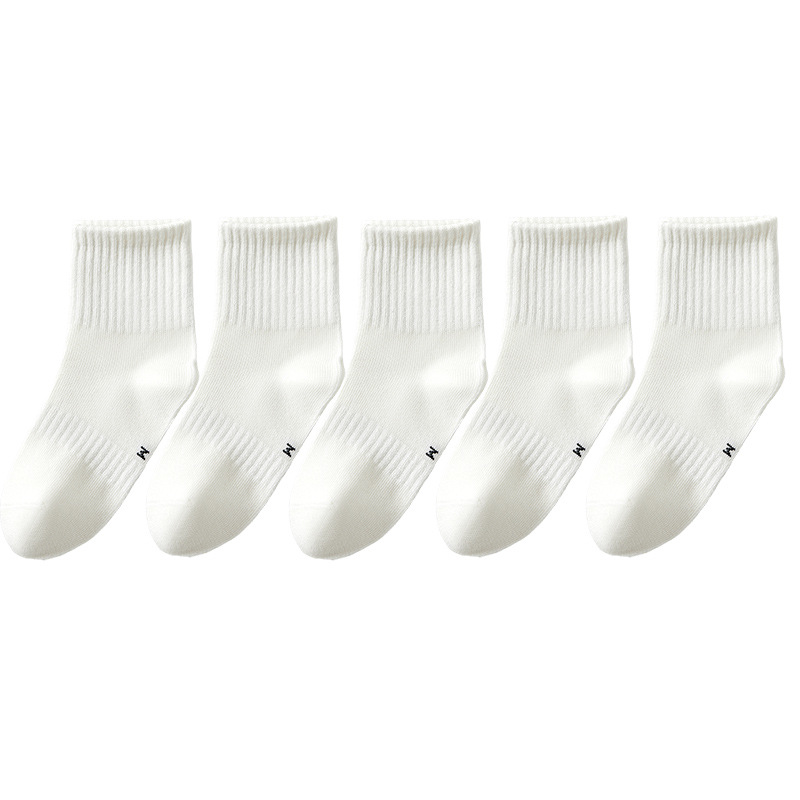 Otoño y invierno sin hueso calcetines de estudiantes para niños, niños y niñas, dos barras de color sólido, calcetines de algodón peinadas, calcetines deportivas