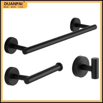 Cross-border special 304 Stainless steel black Towel rack Tissue holder towel bar Hooks Shower Room Pendant suit Punch holes