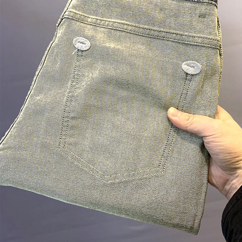 Vaqueros hombre bordados corte recto pantalón elástico primavera_voghion.com