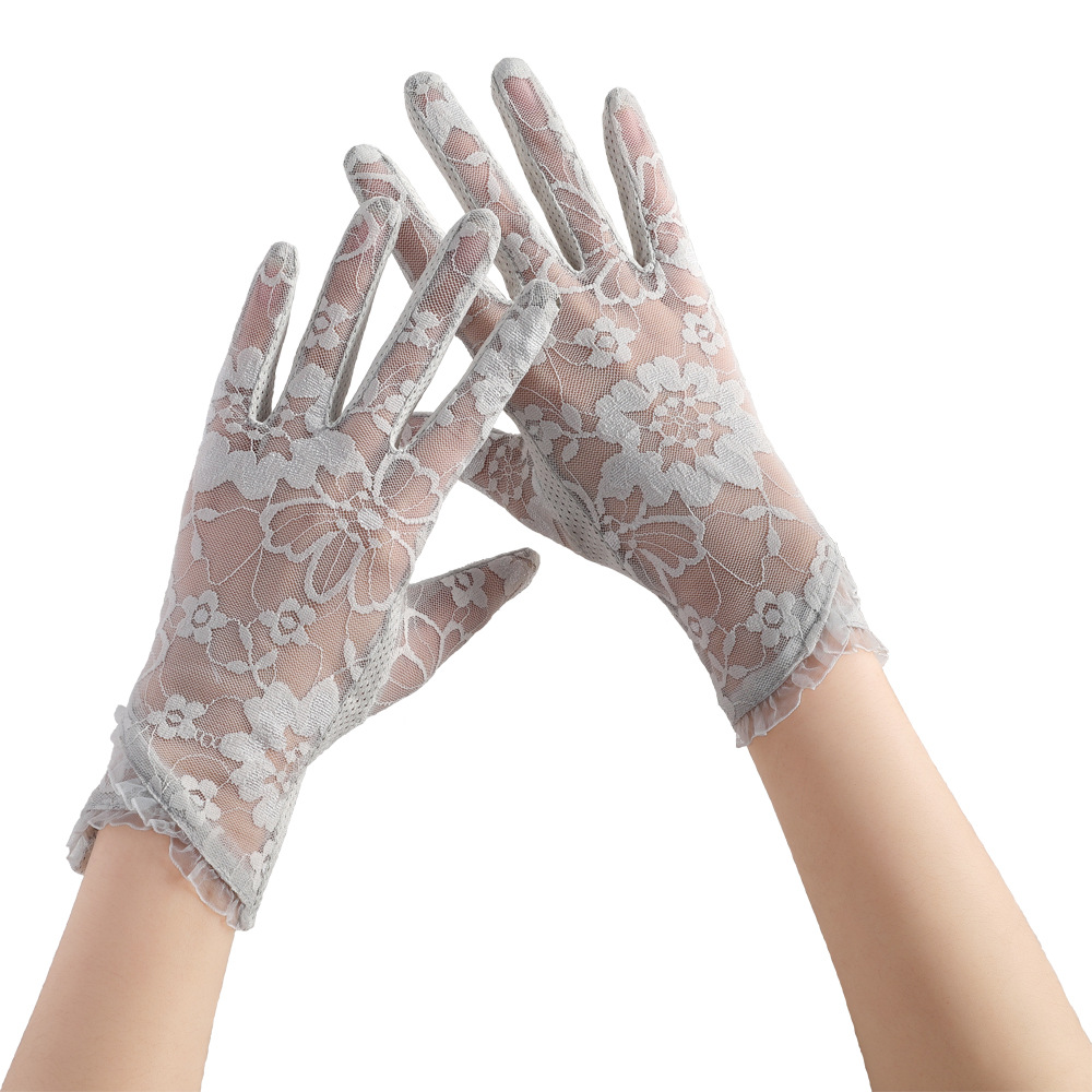 Guantes de encaje de verano antideslizante pantalla táctil de dedo completo para conducir al aire libre guantes de hielo anti-UV