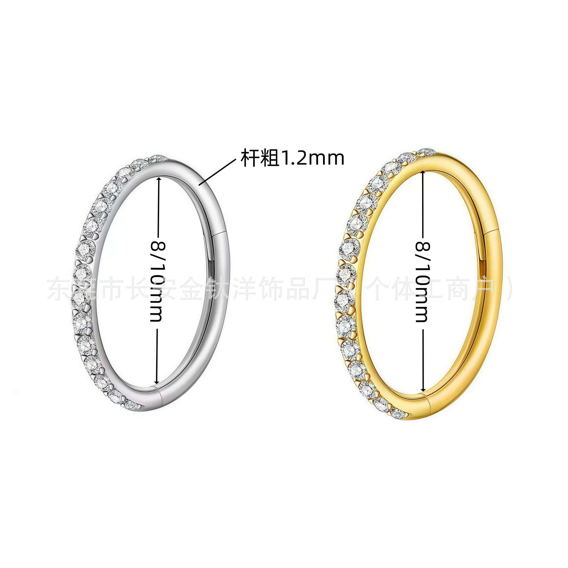 F136 Titanium Inlaid Zircon Closed Ring Earrings, Nose Rings, Lip Rings, Ear Studs, Cartilage Rings, G23 Titanium Body Piercing detail image 8