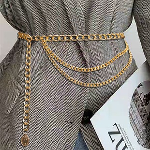 2024 Europe and the United States wish new gold all-match trend fashion pendant metal waist chain belt spot Z8013