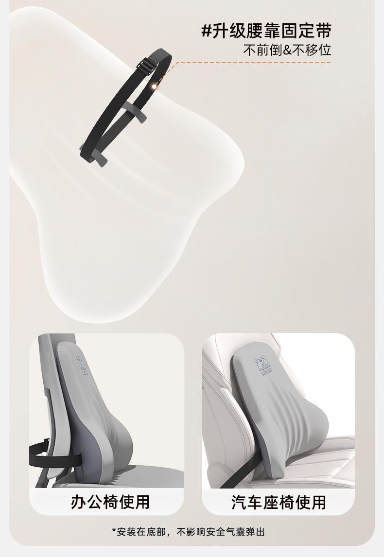 Upgraded car headrest latex pillow and lumbar support set, neck pillow, neck support pillow, lumbar cushion, seat back cushion for all seasons