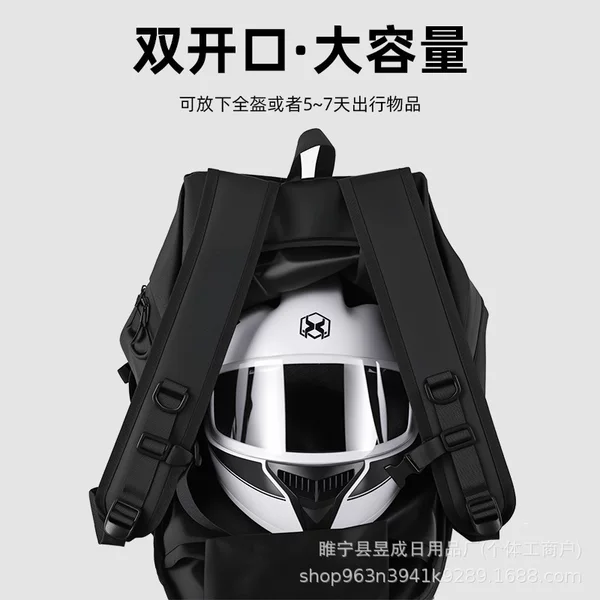 Double-Opening Motorcycle Helmet Backpack for Women, Motorcycle Rider Bag, Water-Resistant Travel Backpack for Men, Large Capacity