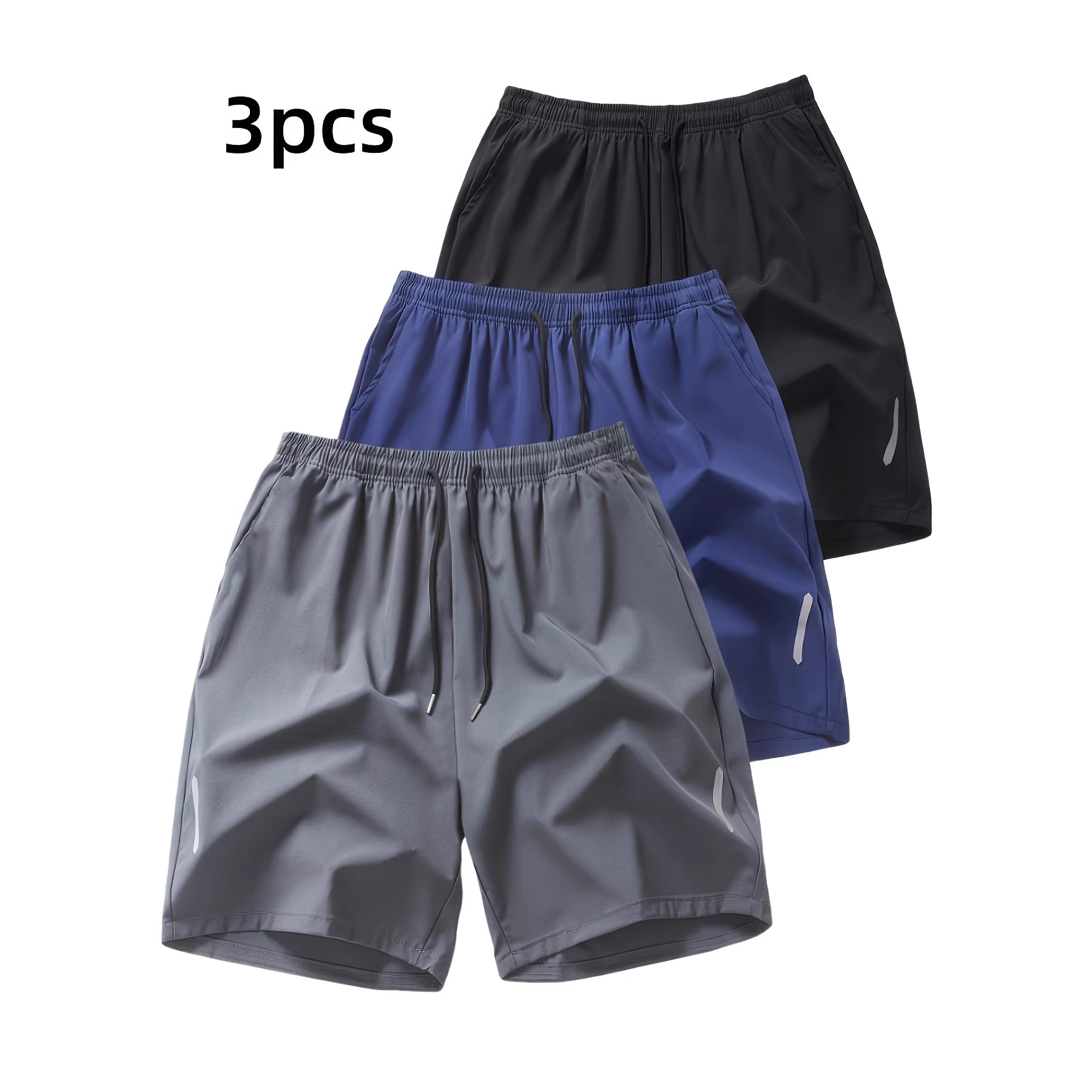 Cross-Border Sports Shorts for Men, Summer Ice Silk Trendy Brand, Breathable, Large Size, Versatile, Fitness, Casual, Five-Point Shorts, Running Training