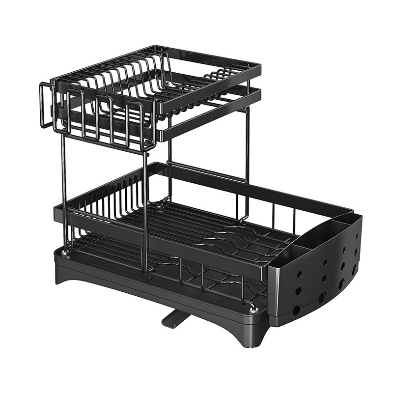 Drying rack for home use, dinner plate with glass, double-layer storage system