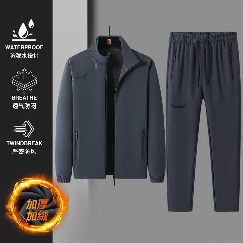 Cross-Border New Soft Shell Jacket Men's Autumn and Winter Velvet Thickened Warm Jacket Loose Couple