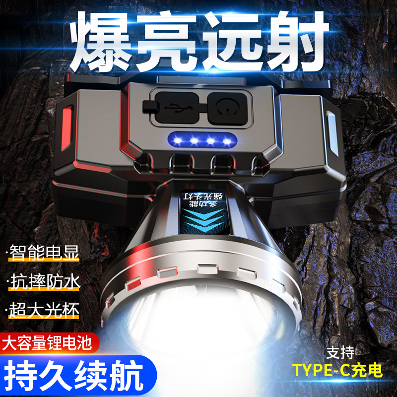 Luz de pesca nocturna al aire libre a prueba de agua transfronteriza led luz brillante superbrillante cabeza larga carga faro mayorista