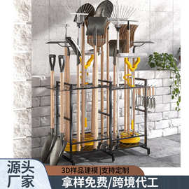 亚马逊花园工具架车库庭院收纳架金属园林置物架推车架