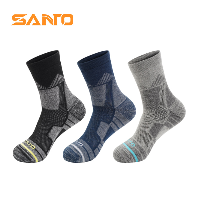 Cross-border hot selling SANTO thickened long warm hiking socks running hiking socks breathable deodorant sports quick-drying socks
