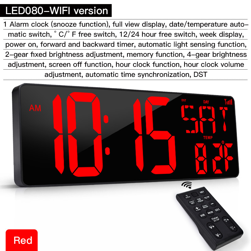 Amazon Hot 17.2 インチ LED 大画面デジタル壁時計、ポジティブカウントダウン電子目覚まし時計付き