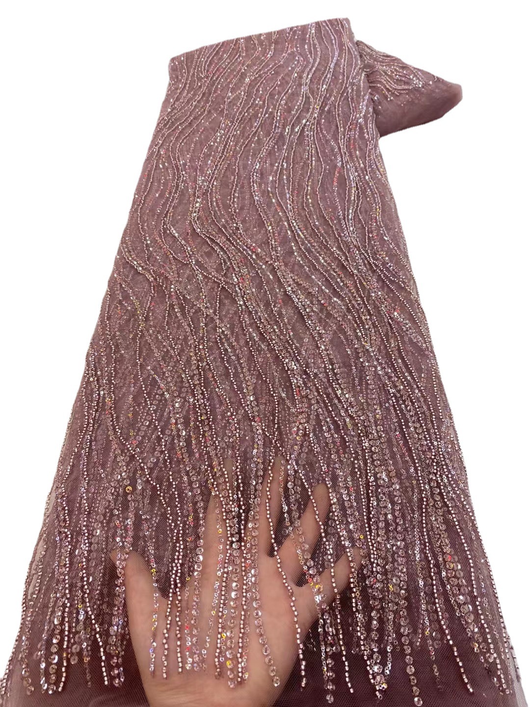 Nueva tela de vestido de boda bordado de cuentas vestido francés vestido moderno bordado tela JX2977