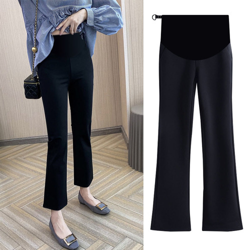 Maternity Pants Spring Summer 9-inch Fashion Trendy Micro-Volume High-Waist Slimming Pants Petite Pregnant Women's Outfit Dropshipping One Piece