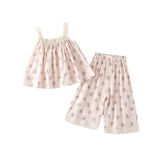 Ladie's Korean Style Floral Tank Top Set Summer Outfit New Casual Cool Soft Homecoming Set Baby 2-Piece Set