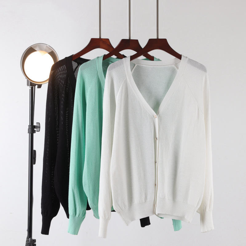 2026 Spring and Autumn New Korean Style Knitted Cardigan Women's Jacket V-Neck Long Sleeve Ice Silk Thin Solid Color Versatile Air Conditioning Shirt 2026 Spring and Autumn New Korean Style Knitted Cardigan Women's Jacket V-Neck Long Sleeve Ice Silk Thin Solid Color Versatile Air Conditioning Shirt