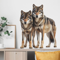 新款MG-E018仿真兇猛狼王臥室客廳背景美化裝飾牆貼紙外貿批發