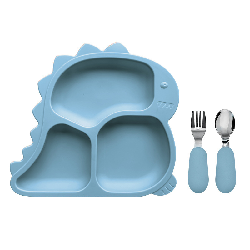 다크블루 디너 플레이트 + 스테인리스 스틸 스푼과 포크 세트