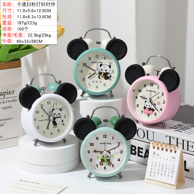 Super ruidoso retro campana despertador dormitorio noche luz mudo reloj regalo creativo estudiante reloj de noche Decoración