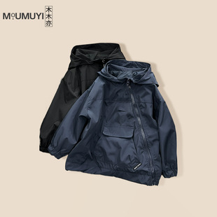 Children's Jacket 2025 Autumn New Boys' Street Hooded Functional Handsome Jacket Little Boy's Street Spring Clothes