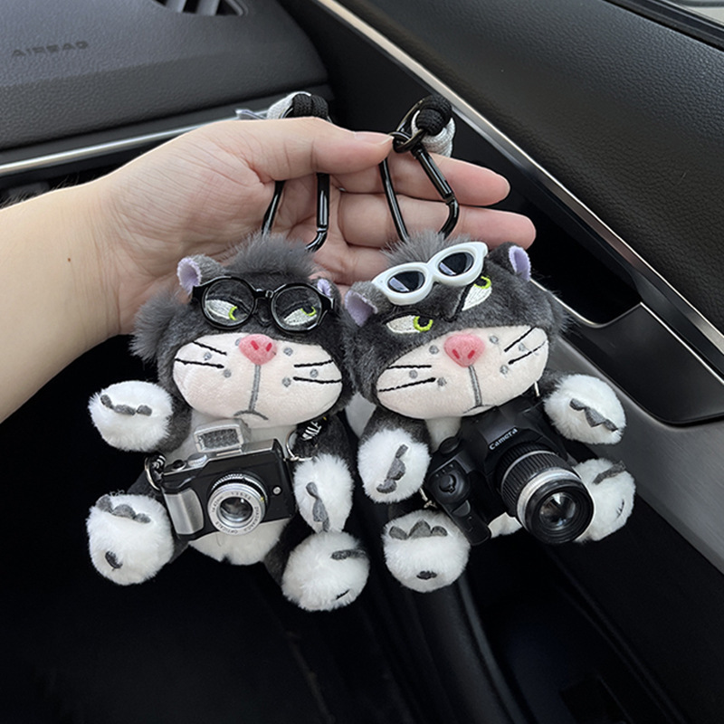 Cute Plush Pendant Lucifer Bow Car Keychain Car Hanging Bag Pendant Keychain Girls Big Camera