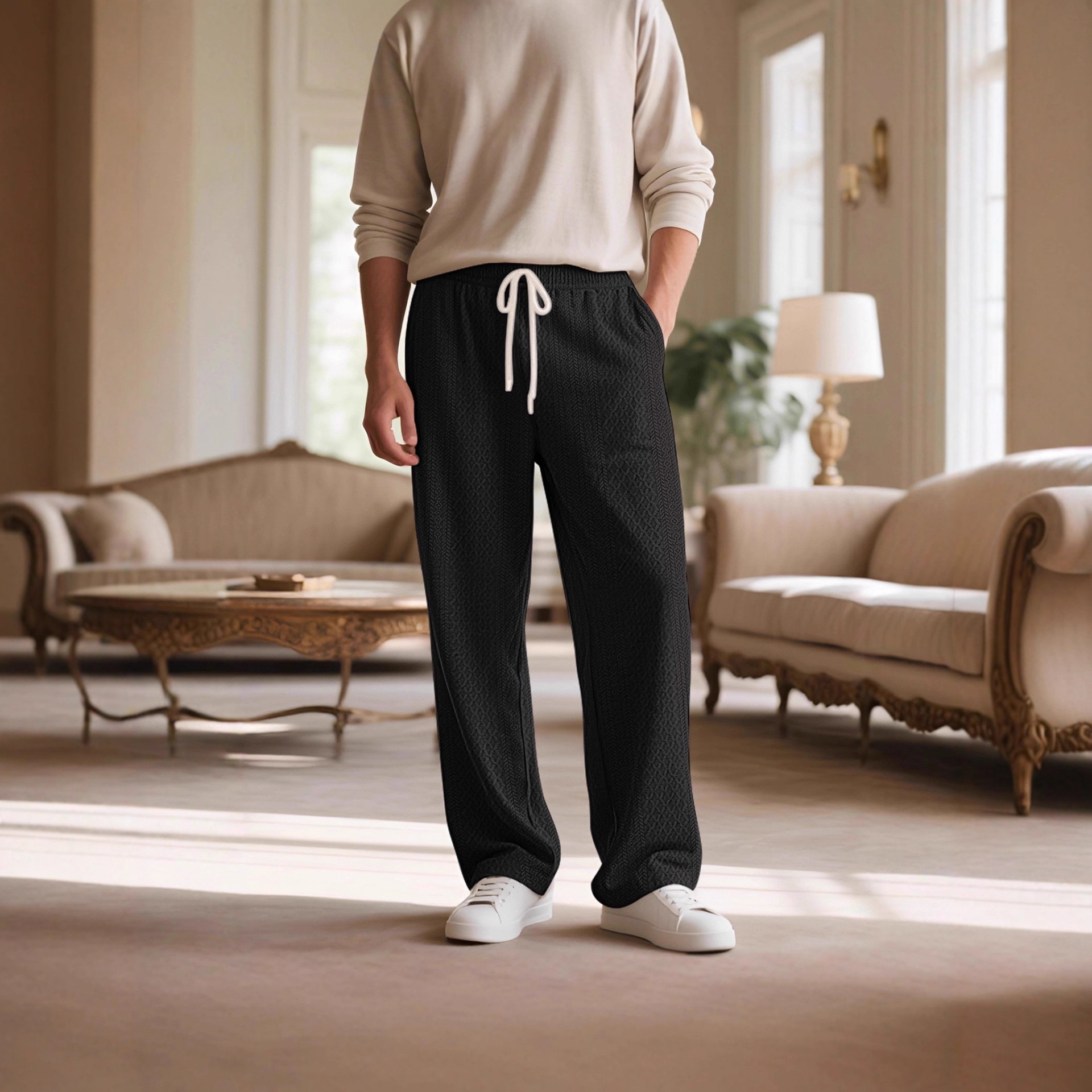 Euphoria Joggers – Unisex Jacquard Knit Lounge Pants With Adjustable Drawstring & Bamboo-Blend Fabric (S-3XL)_voghion.com