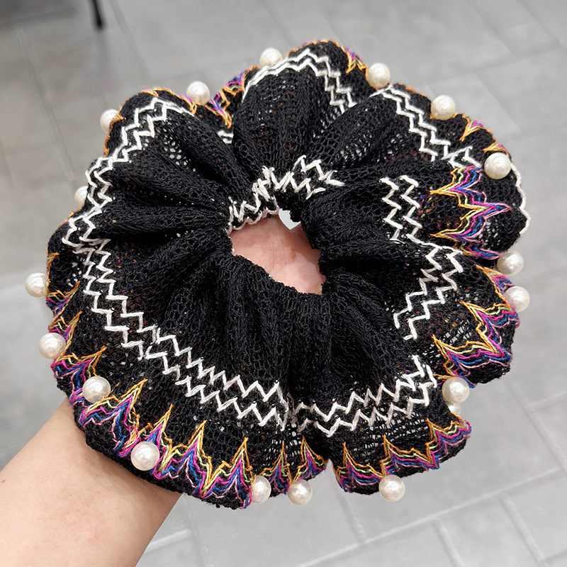 539 вязаная резинка для волос черная