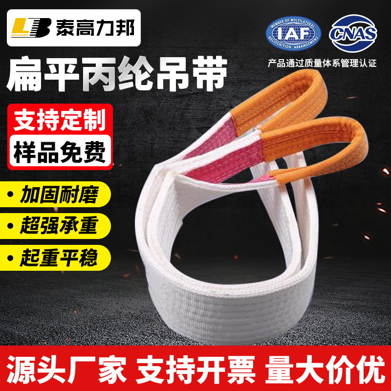 扁平带吊装带起重吊带吊车吊装1t-15t工业白色双扣行车丙纶起重带