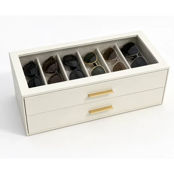 Cross-Border Sunglasses Storage Box with Two-Layer Drawer and Transparent Top Display Box for Glasses and Sunglasses