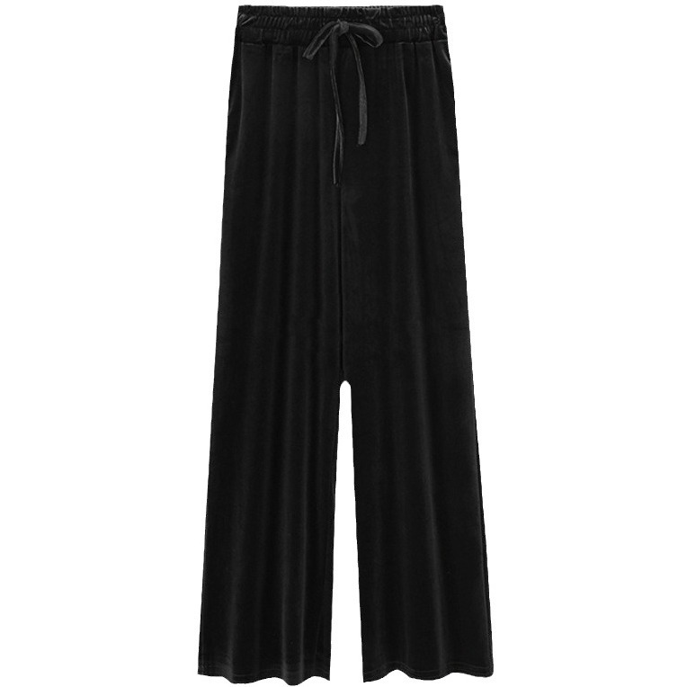 Pantalones de pierna ancha de terciopelo dorado pantalones transfronterizos de mujer sueltos más el tamaño de cintura alta Pantalones de mujer adelgazantes pantalones casuales para niñas regordetas de 200kg image 7