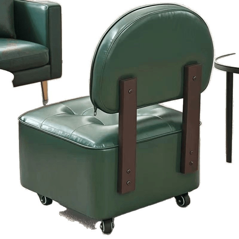 Taburete doméstico pequeño sala de estar deslizante silla de madera sólida respaldo polea giratoria taburete bajo puerta de cambio de zapatos taburete de lavado de pies rueda