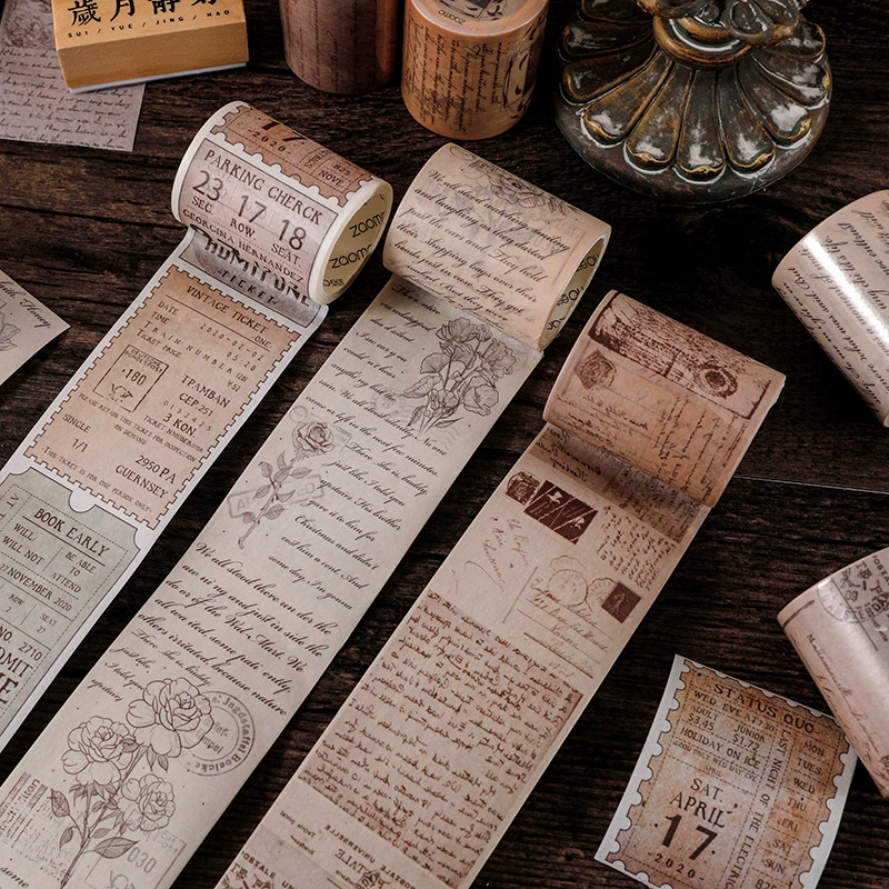 Retro paper tape ancient style, sticker, scheduler, European style, English