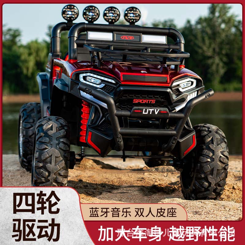 Coche eléctrico para niños de gran tamaño, vehículo todoterreno de cuatro ruedas, control remoto para niños y niñas, batería de cochecito recargable con tracción en las cuatro ruedas grande
