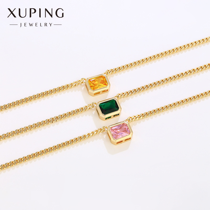 Xuting joyería vintage cuadrado joya de imitación collar cuadrado Cadena de clavícula femenina nicho alto sentido collar joyería al por mayor