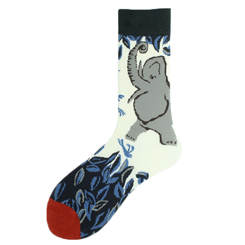 2025d Shark Bee Beast Men's Trendy Zebra Pattern Animal Mid-Calf Socks_voghion.com