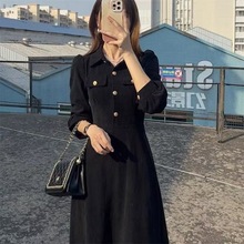 赫本风法式长袖连衣裙子女2023新款秋冬季小个子高级感超好看气质