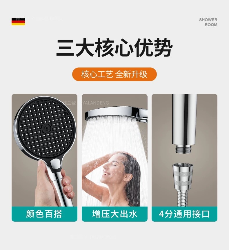 Pressurized showerhead, super high pressure, large water output, 15cm large panel, bath filter, shower head set details Picture