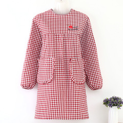 Cotton Long Sleeve Apron Women Coverall Outerwear Kitchen Home Use Fashion Korean Version Cute Influencer Stain-Proof Adult Workwear