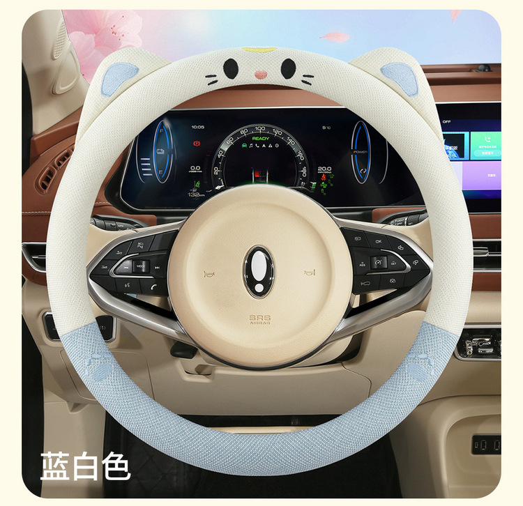 New Car Steering Wheel Cover Summer Linen All-Season Universal Goddess Ladies Anti-Slip Cute Cartoon Car Handle Cover