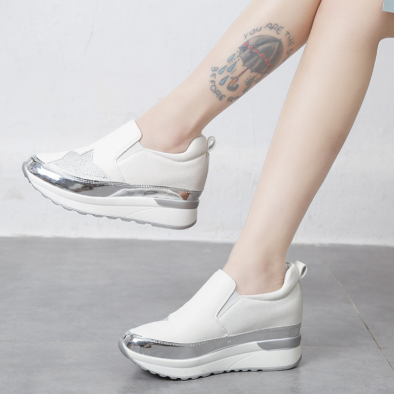 Low casual footwear with rhinestones wedge heel