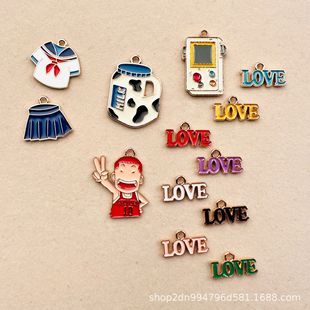Summer fresh drink alloy retro DIY jewelry accessories strawberry yogurt milk pendant cute fun pendant