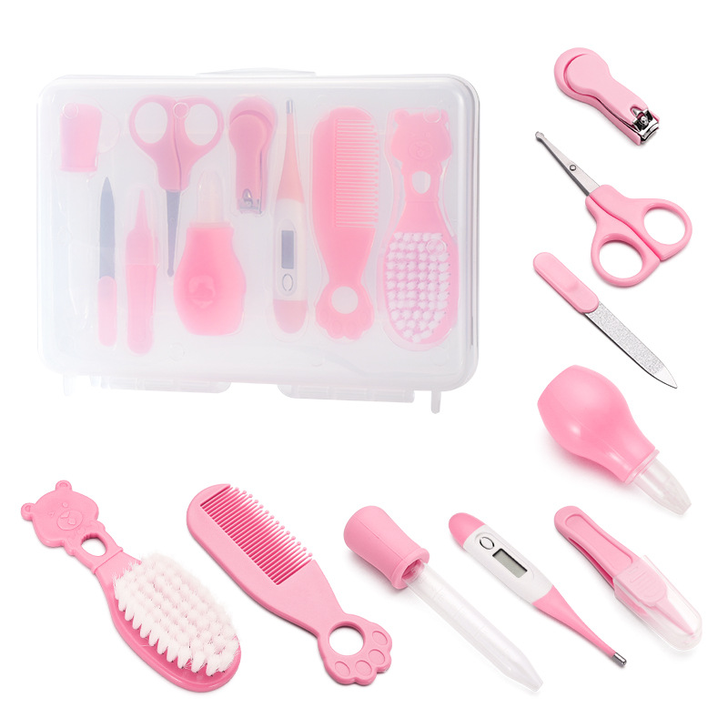 Comercio exterior Juego de cuidado de bebés Cortaúñas para bebés Herramientas de cuidado de cepillos de dientes Peine Cepillo Caja de almacenamiento Juego de 9 piezas image 6